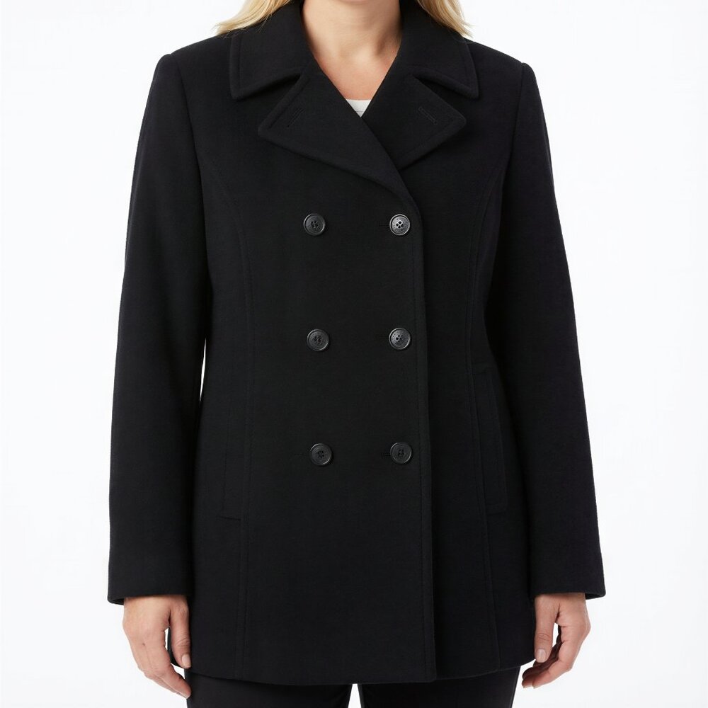 Herman Kay XL Peacoat Black Classic Collegiate Pea Coat